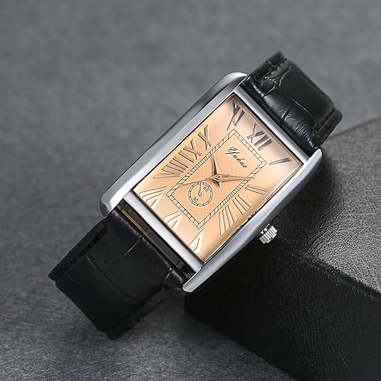 0NE: Luxury Wrist Watch Minimalist Men Square Dial Business Style Leather Strap Quartz Analog