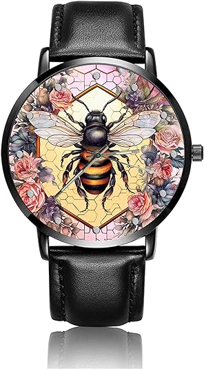 ONE: Wrist Watch for Men and Women Color: Bee on floral background Custom