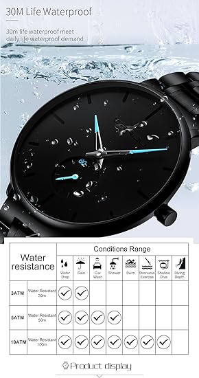 Luxury Watch Stainless Steel Wrist Watch Waterproof Big Face Analog Quartz