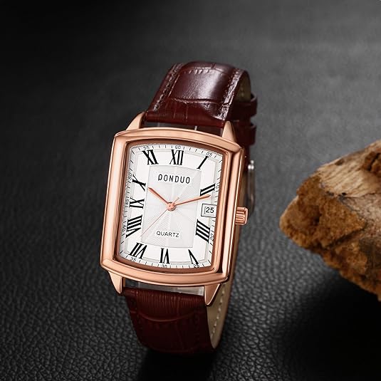 0NE: Luxury Wrist Watch Minimalist Men Square Dial Business Style Leather Strap Quartz Analog