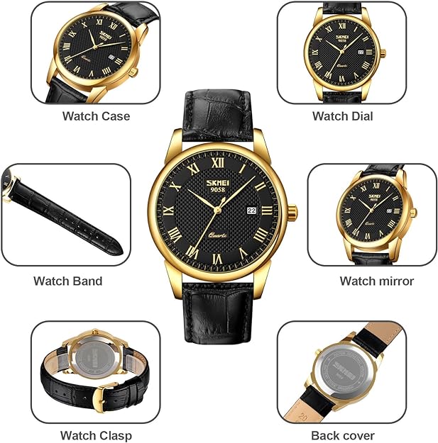 Luxury Watch Stainless Steel Wrist Watch Waterproof Big Face Analog Quartz