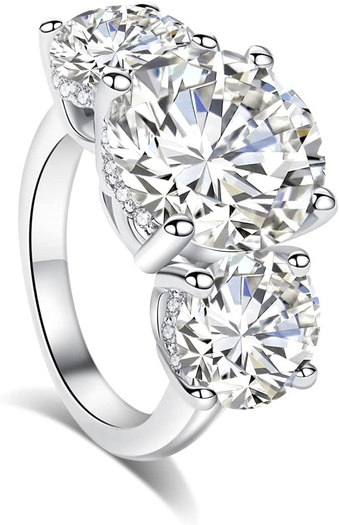 Classic 3 stone ring design of 4 ctw Round Lab Grown Diamond Three-Stone Ring