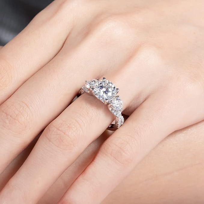 4 ctw Round Lab Grown Diamond Three-Stone Ring