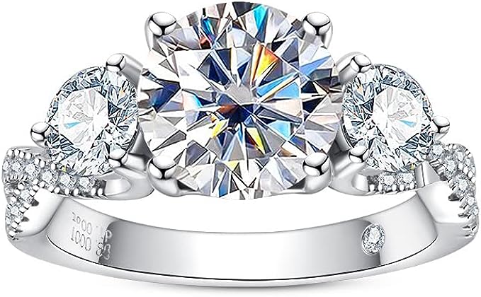 4 ctw Round Lab Grown Diamond Three-Stone Ring