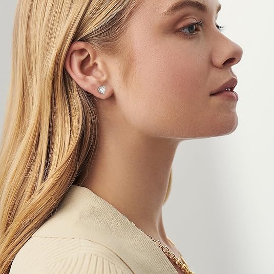 ONE PAIR: 18K White Gold Plated in 925 Sterling Silver Stud Earrings HIGH QUALITY MOISSANITE DIAMOND Brilliant ROUND Cut