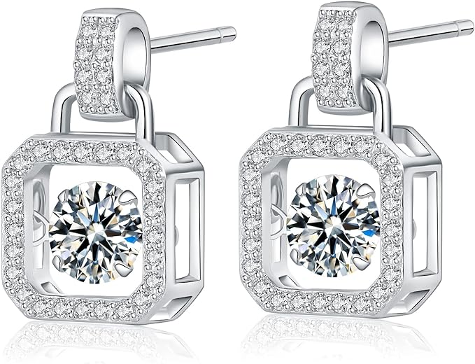 925 Sterling Silver MOISSANITE Earrings HIGH QUALITY MOISSANITE DIAMOND Brilliant ROUND CUT