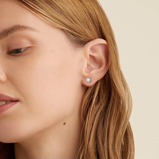 ONE PAIR: 18K White Gold Plated in 925 Sterling Silver Stud Earrings HIGH QUALITY MOISSANITE DIAMOND Brilliant ROUND Cut