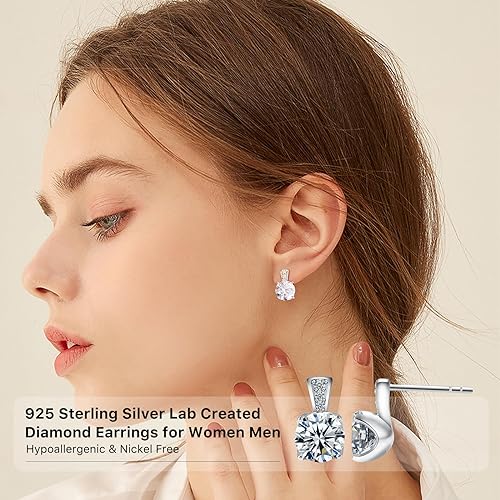 ONE PAIR: Drop & Dangle Stud Earrings, 18K White Gold PLATED 925 Sterling Silver HIGH QUALITY MOISSANITE Diamonds Total 2.0ct one pair GRA Certificate