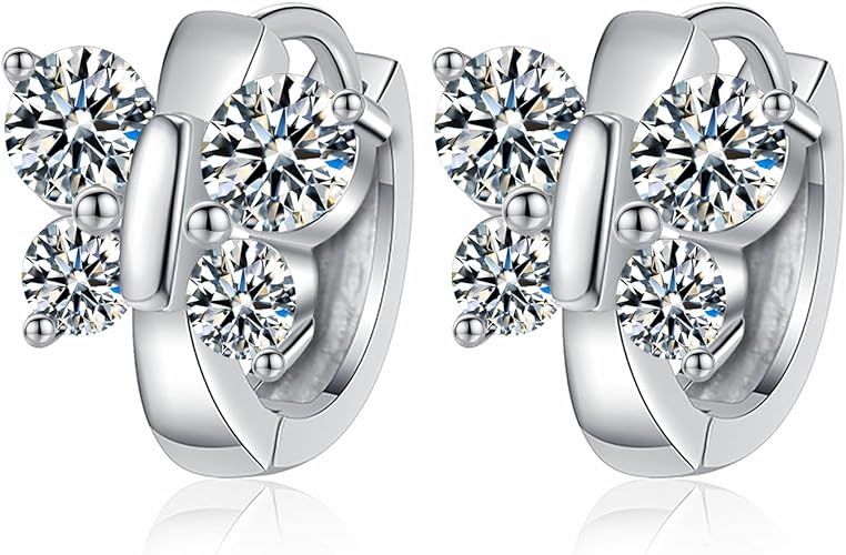 ONE PAIR: 925 Sterling Silver MOISSANITE Earrings HIGH QUALITY MOISSANITE DIAMOND Brilliant ROUND CUT