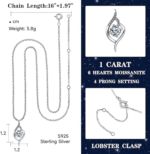ONE : 💎Pendant Necklace 💎 MOISSANITE DIAMOND 1 Carats D Color VVS1 Clarity 18K Gold Plated OVER 925 Sterling Silver Necklace for Women Style: Helicoid