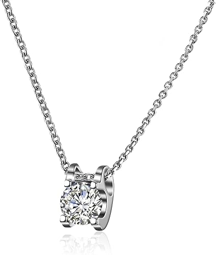 ONE : 💎Pendant Necklace 💎 MOISSANITE DIAMOND Style: Square (18K WHITE Gold) OVER 925 Sterling Silver Necklace) D Color VVS1 Clarity 1CT