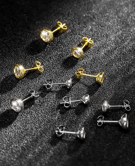 ONE PAIR: 925 Sterling Silver STUD MOISSANITE Earrings  Brilliant ROUND CUT HIGH QUALITY MOISSANITE DIAMOND 18 K White Gold Plated