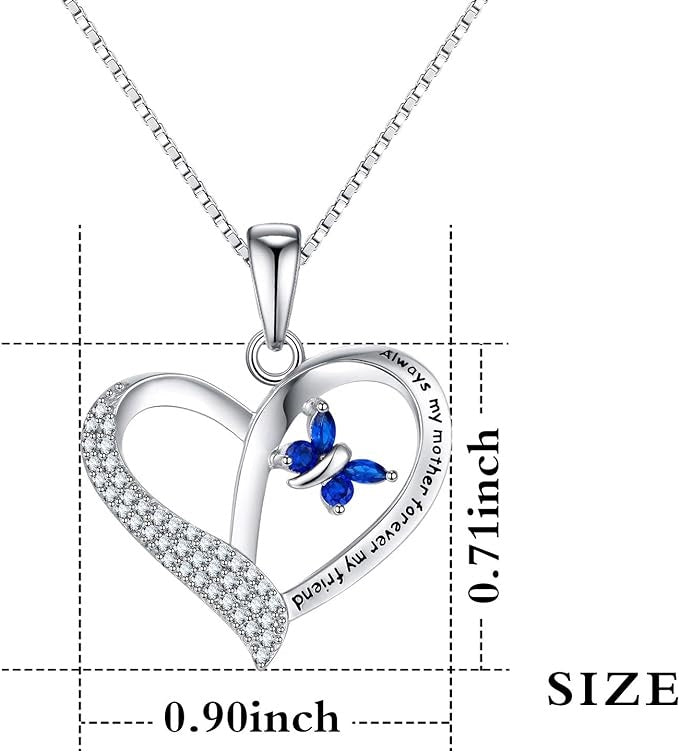 ONE PAIR: CZ Crystal Platinum Plated Silver Necklace Gifts for Mom Wife Girlfriend Her on Mothers Day Anniversary Birthday Gifts for Women Always My Mother Forever My Friend necklace