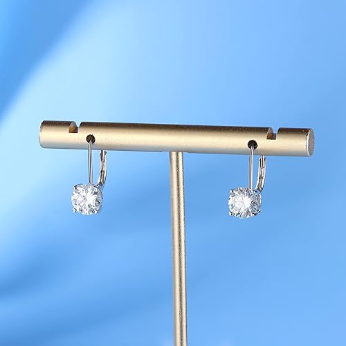 ONE PAIR: 18K White Gold 925 Sterling Silver Dangle Earrings Leverback Drop Earrings  Color  Brilliant Round Cut HIGH QUALITY MOISSANITE DIAMOND 2.0 carats(1.0ct*2)