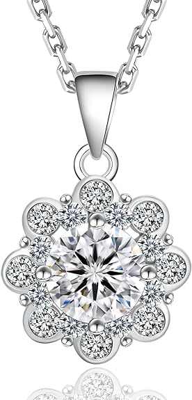 ONE :💎Pendant Necklace 💎MOISSANITE DIAMOND - 925 STERLING SILVER and Solid Gold Plated D Color VVS1 Clarity adjustable Chain Color: Color: Flowers 0.5 Carat