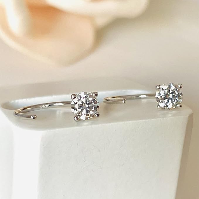 ONE PAIR: Gorgeous STUD EARRINGS MOISSANITE DIAMONDS D Color VVS1 Clarity Brilliant Earrings 925 Sterling Silver 18K WHITE Gold Plated 0.8ct a pair