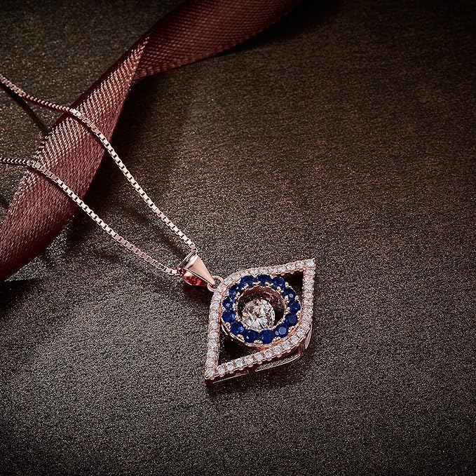 ONE :💎Pendant MOISSANITE Necklace 💎 It dances and shines, EYE eternity and infinity ROSE GOLD PLATED