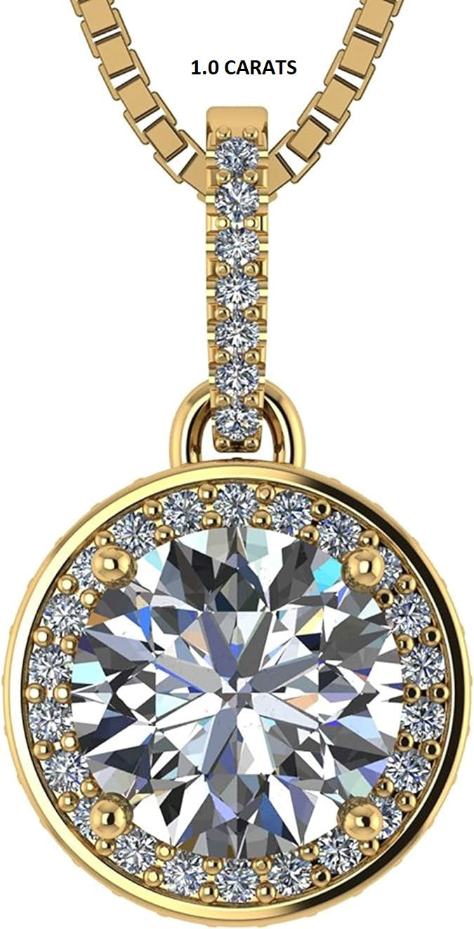 ONE :💎Pendant Necklace 💎 " Pure Brilliance 1.0 CT Zirconia YELLOW GOLD PLATED