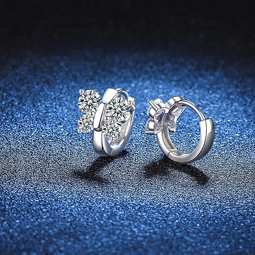 ONE PAIR: 925 Sterling Silver MOISSANITE Earrings HIGH QUALITY MOISSANITE DIAMOND Brilliant ROUND CUT