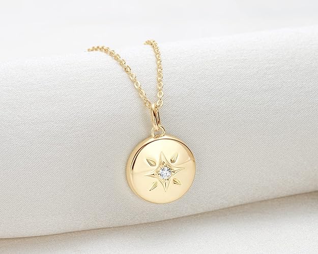 ONE :💎Pendant Necklace💎 Color: DISC STAR YELLOW MOISSANITE DIAMOND 18k YELLOW GOLD PLATED OVER 925 STERLNG SILVER