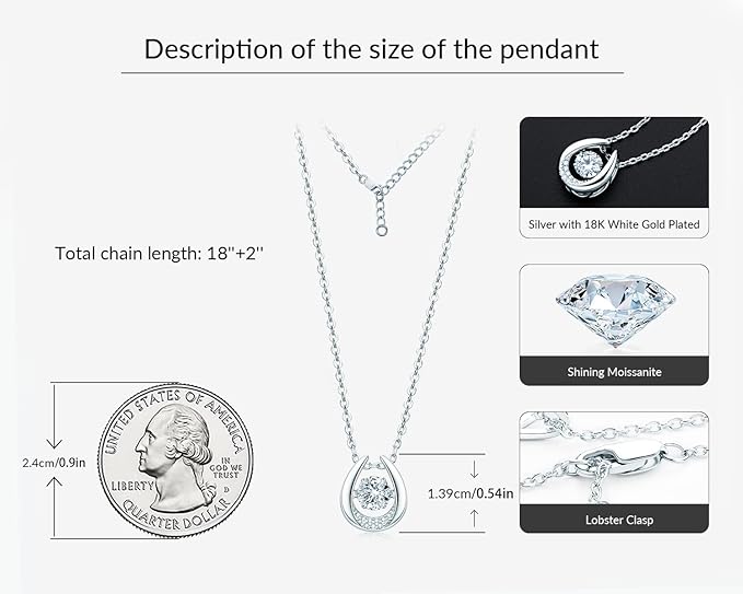 ONE :💎Pendant Necklace💎 Color: Horseshoe-0.8ct MOISSANITE DIAMOND WHITE GOLD PLATED OVER 925 STERLNG SILVER