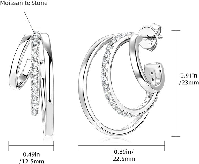 ONE PAIR: Split Huggie Hoop Earrings, MOISSANITE Diamonds 925 Sterling Silver comes with a GRA Certificate.