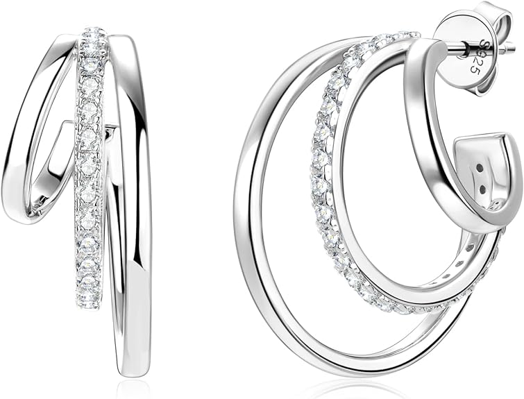 ONE PAIR: Split Huggie Hoop Earrings, MOISSANITE Diamonds 925 Sterling Silver comes with a GRA Certificate.