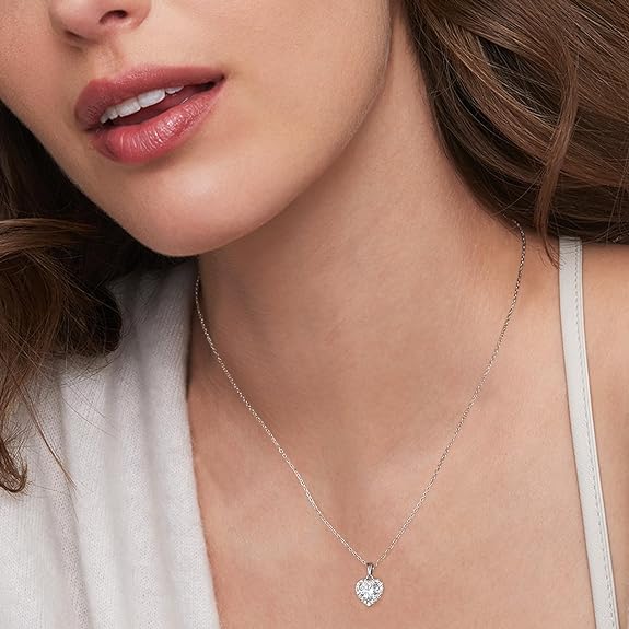 ONE :💎Pendant Necklace 💎 MOISSANITE DIAMOND - 925 STERLING SILVER and Solid Gold Plated D Color VVS1 Clarity adjustable Chain Color: HEART 1.0 carat