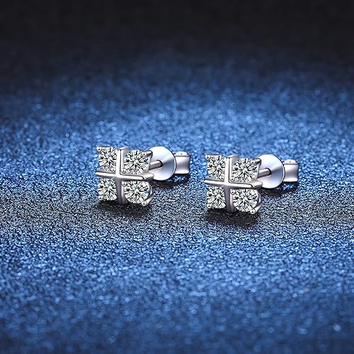 ONE PAIR: 925 Sterling Silver MOISSANITE STUD Earrings HIGH QUALITY MOISSANITE DIAMOND Brilliant ROUND CUT