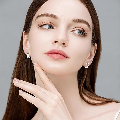 ONE PAIR: 925 Sterling Silver HOOP MOISSANITE Earrings HIGH QUALITY MOISSANITE DIAMOND Brilliant ROUND CUT