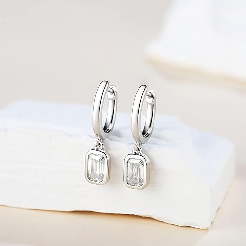 ONE PAIR: 925 Sterling Silver MOISSANITE DROP Earrings HIGH QUALITY MOISSANITE DIAMOND Brilliant ROUND CUT