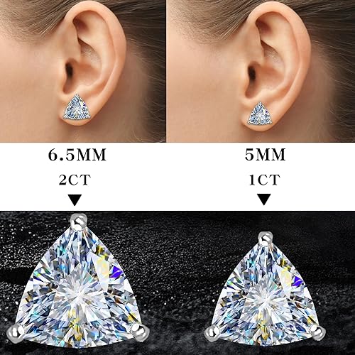 ONE PAIR: Gorgeous STUD EARRINGS MOISSANITE DIAMONDS D Color VVS1 Clarity Brilliant Earrings 925 Sterling Silver 18K WHITE Gold Plated 5MM 0.5ct)*2