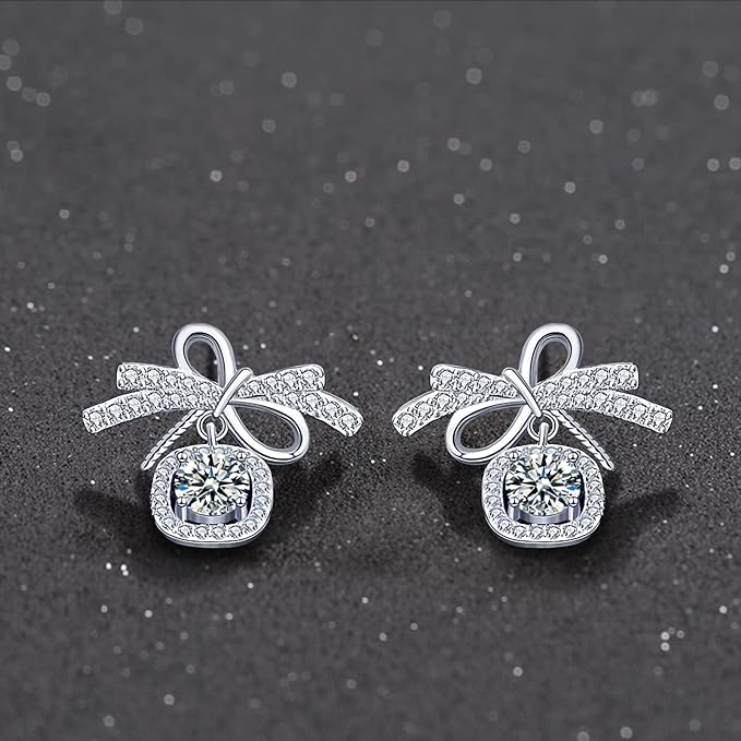 ONE PAIR: 925 Sterling Silver MOISSANITE Earrings HIGH QUALITY MOISSANITE DIAMOND Brilliant ROUND CUT