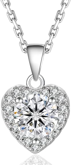 ONE :💎Pendant Necklace 💎 MOISSANITE DIAMOND - 925 STERLING SILVER and Solid Gold Plated D Color VVS1 Clarity adjustable Chain Color: HEART 1.0 carat