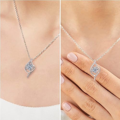 ONE : 💎Pendant Necklace 💎 MOISSANITE DIAMOND 1 Carats D Color VVS1 Clarity 18K Gold Plated OVER 925 Sterling Silver Necklace for Women Style: Helicoid