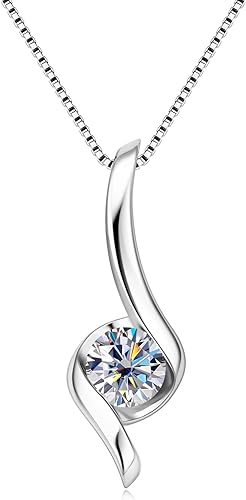 ONE : 💎Pendant Necklace 💎 MOISSANITE DIAMOND Infinity Chain (18K WHITE Gold) OVER 925 Sterling Silver Necklace) D Color VVS1 Clarity 6.5mm  17.7