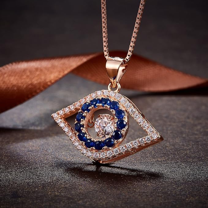 ONE :💎Pendant MOISSANITE Necklace 💎 It dances and shines, EYE eternity and infinity ROSE GOLD PLATED