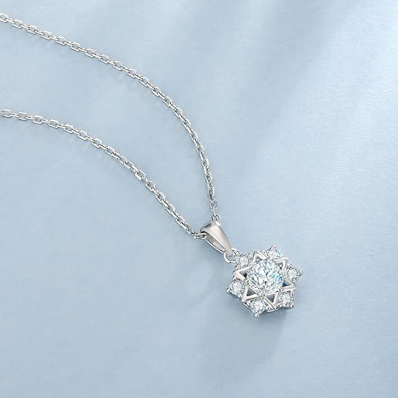 ONE :💎Pendant Necklace 💎MOISSANITE DIAMOND - 925 STERLING SILVER and Solid Gold Plated D Color VVS1 Clarity adjustable Chain Color: Snowflake 0.5 carat