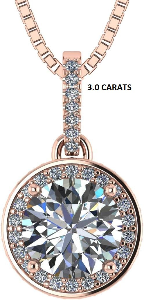 ONE :💎Pendant Necklace 💎 " Pure Brilliance 3.0 CT Zirconia ROSE GOLD PLATED