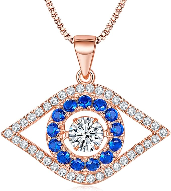 ONE :💎Pendant MOISSANITE Necklace 💎 It dances and shines, EYE eternity and infinity ROSE GOLD PLATED