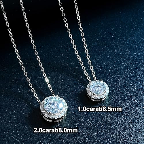 ONE :💎Pendant Necklace 💎MOISSANITE DIAMOND Color: SILVER 18K WHITE GOLD PLATED-S925-2.0CT