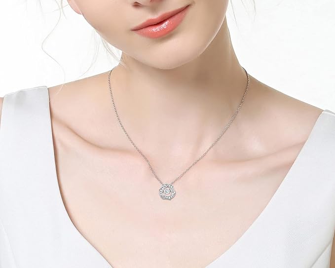 ONE :💎Pendant Necklace💎 Color: Love Knot-0.5ct MOISSANITE DIAMOND WHITE GOLD PLATED OVER 925 STERLNG SILVER