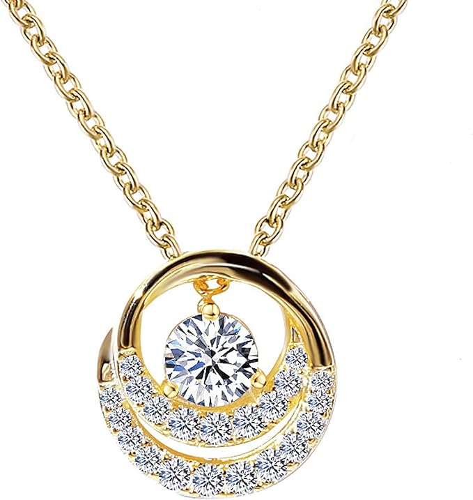 ONE :💎Pendant Necklace 💎MOISSANITE DIAMOND Color: SILVER Style: Double Halo 0.5ct