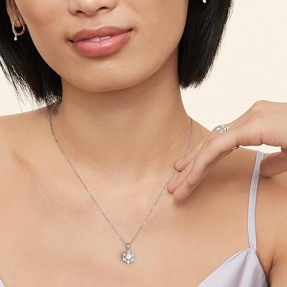 ONE :💎Pendant Necklace 💎MOISSANITE DIAMOND - 925 STERLING SILVER and Solid Gold Plated D Color VVS1 Clarity adjustable Chain Color: Snowflake 0.5 carat