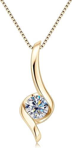 ONE : 💎Pendant Necklace 💎 MOISSANITE DIAMOND Infinity Chain (18K Gold) OVER 925 Sterling Silver Necklace) D Color VVS1 Clarity 6.5mm  17.7