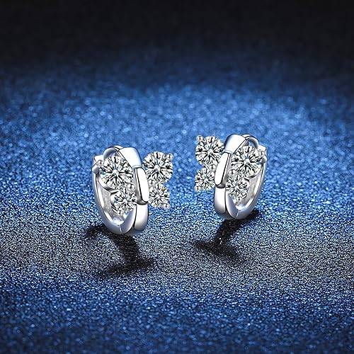 ONE PAIR: 925 Sterling Silver MOISSANITE Earrings HIGH QUALITY MOISSANITE DIAMOND Brilliant ROUND CUT