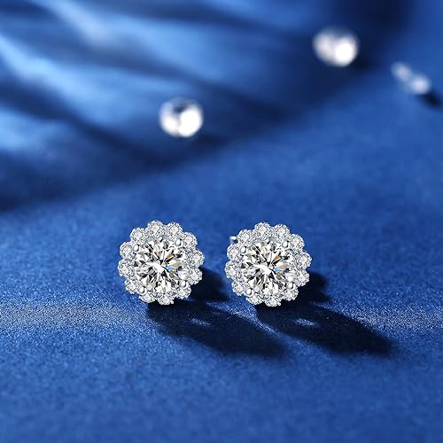ONE PAIR: 925 Sterling Silver MOISSANITE STUD Earrings HIGH QUALITY MOISSANITE DIAMOND Brilliant ROUND CUT