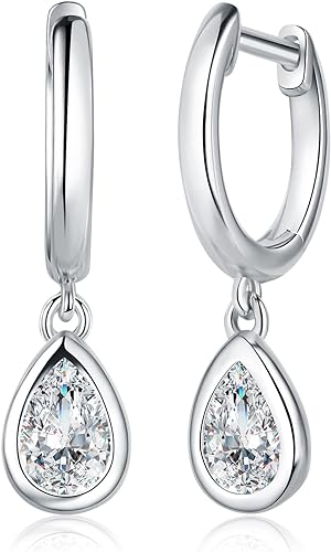 ONE PAIR: 0.5ct-1ct MOISSANITE Drop Dangle Earrings for Women in 925 Sterling Silver, MOISSANIT Hoop Earrings