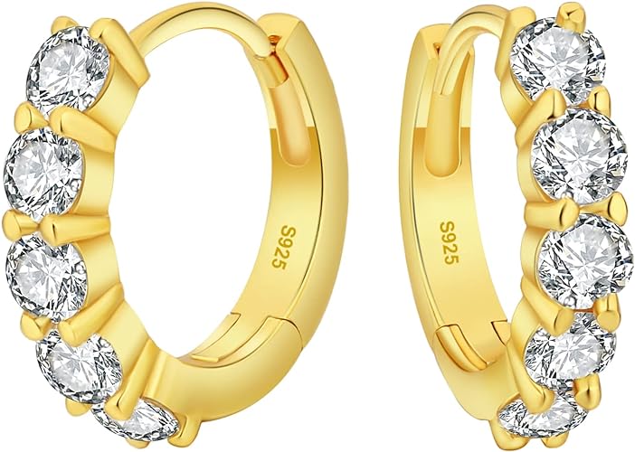 ONE PAIR: HOOP Earrings, MOISSANITE Diamonds 14K YELLOW GOLD PLATED OVER 925 Sterling Silver, Comes With A GRA Certificate. Color: Silver-1.0ct-Single row