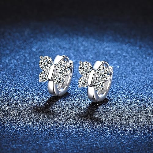 ONE PAIR: 925 Sterling Silver MOISSANITE Earrings HIGH QUALITY MOISSANITE DIAMOND Brilliant ROUND CUT